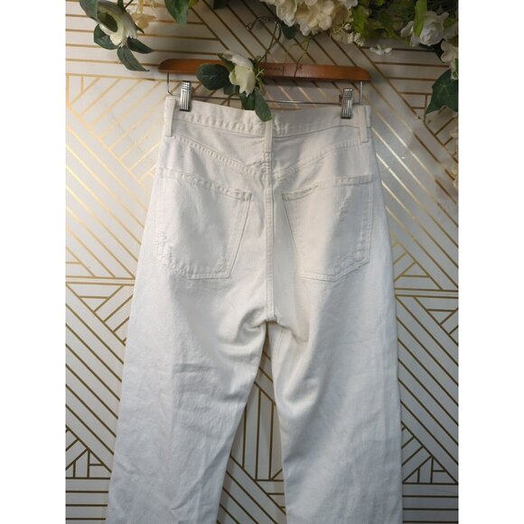 AGOLDE Women's 90s Mid Rise Loose Fit in White Out Distressed Jeans Size 25 - Picture 9 of 10